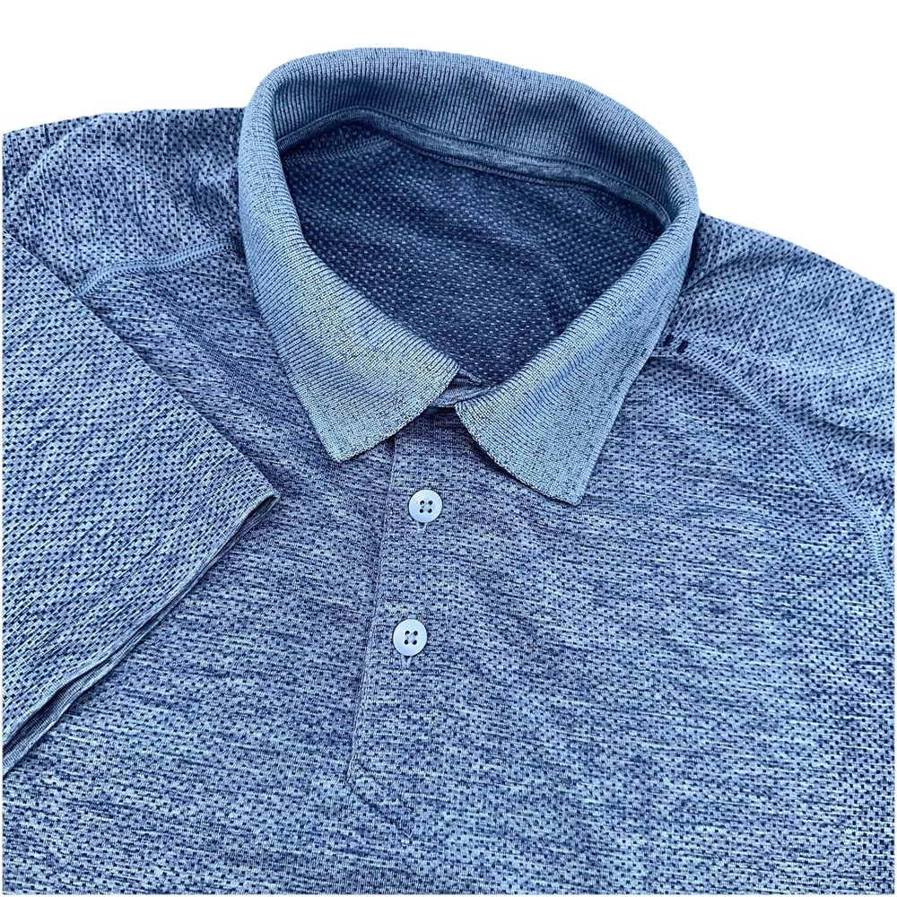 Lululemon Men's Athletic Mesh Metal Vent Polo Blue Med Golf‎ Tennis Work Casual
